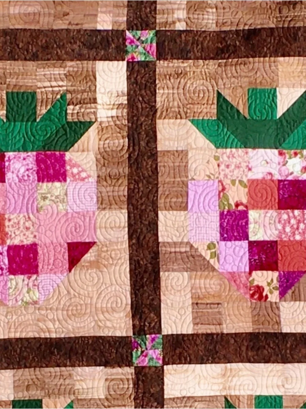 Handmade Pink Strawberry Quilt Set King Size